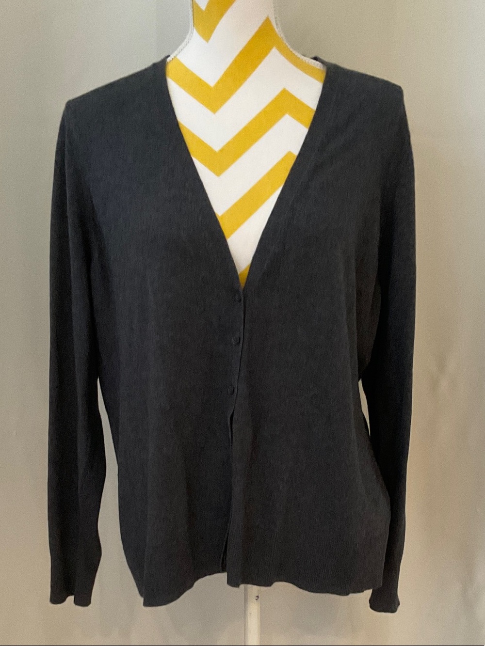 Old Navy Dark Charcoal V-Neck Button Cardigan